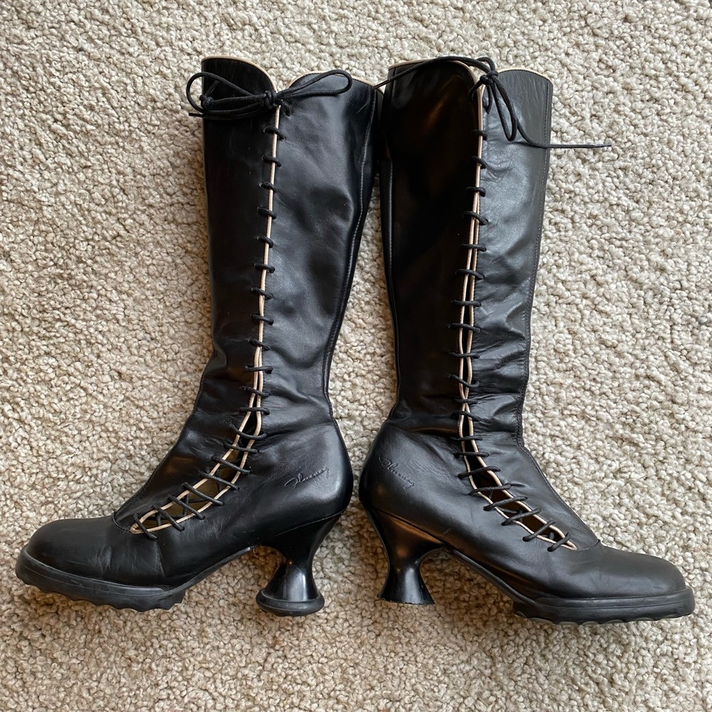 John Fluevog Mini Sugar Black Leather Lace-up size 8. Discontinued, $225.